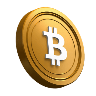 Bitcoin (BTC), pièce en inclinaison dans la section hero